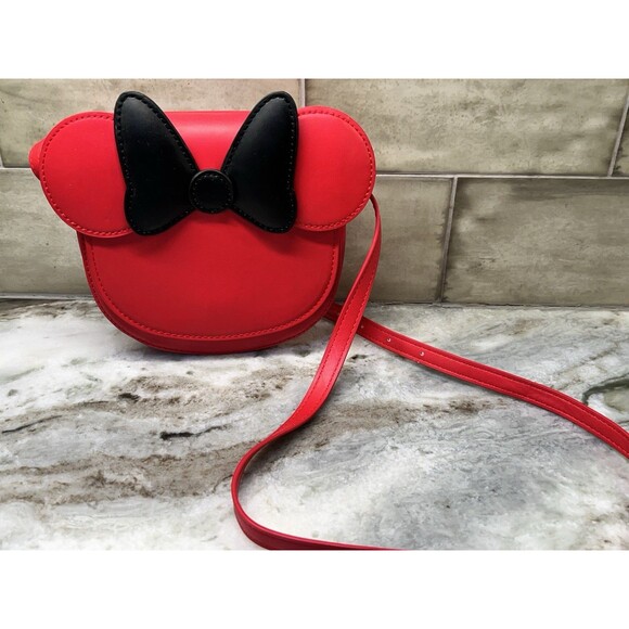 Disney Minnie Mouse Red W/Black Bow Adjustable Strap Purse Handbag Crossbody - Picture 1 of 12